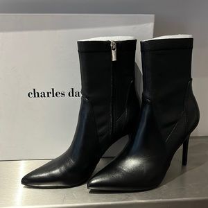 Charles David - Stiletto Heel - point toe - Leather Ankle boots